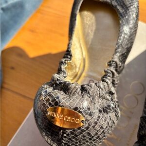 Jimmy Choo Black and Gold Snakeskin Bag